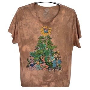 Grateful Dead Brown Whimsical Graphic T-Shirt with Colorful Design